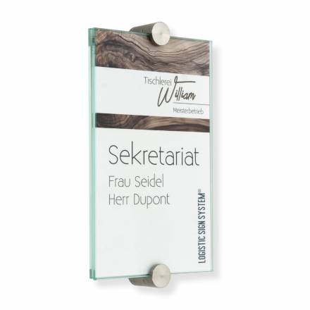Türschild VITRUM K , Glasschild, Büroschild, Doppelglasschild